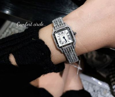 Cartier 316L Steel 27*37MM Full Diamond Quartz Movement White Watch